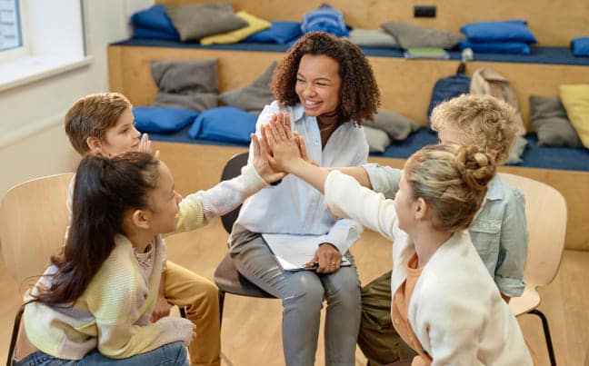 students Giving hifi at school